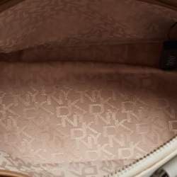 Pre Owned DKNY White Saffiano Leather Logo Dome Satchel