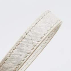 Pre Owned DKNY White Saffiano Leather Logo Dome Satchel