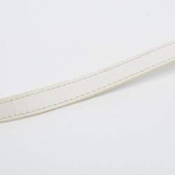 Pre Owned DKNY White Saffiano Leather Logo Dome Satchel