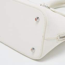 Pre Owned DKNY White Saffiano Leather Logo Dome Satchel