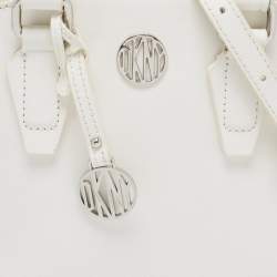 Pre Owned DKNY White Saffiano Leather Logo Dome Satchel