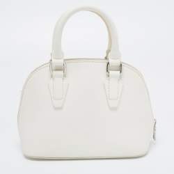 Pre Owned DKNY White Saffiano Leather Logo Dome Satchel