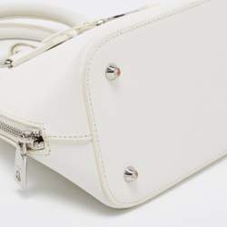 Pre Owned DKNY White Saffiano Leather Logo Dome Satchel
