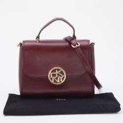 Pre Owned DKNY Red Leather Flap Top Handle Bag