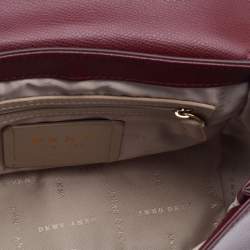 Pre Owned DKNY Red Leather Flap Top Handle Bag