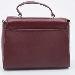 Pre Owned DKNY Red Leather Flap Top Handle Bag