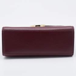 Pre Owned DKNY Red Leather Flap Top Handle Bag