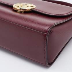 Pre Owned DKNY Red Leather Flap Top Handle Bag