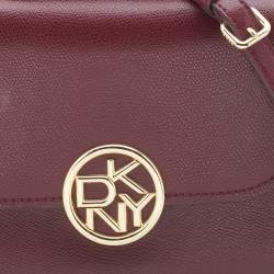 Pre Owned DKNY Red Leather Flap Top Handle Bag