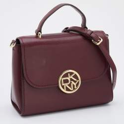Pre Owned DKNY Red Leather Flap Top Handle Bag