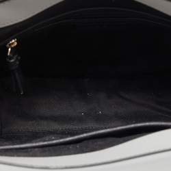 Pre Owned DKNY Grey Leather Front Zip Crossbody Bag