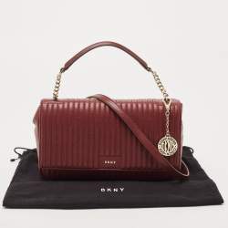 Pre Owned DKNY Burgundy Quilted Leather Gansevoort Flap Shoulder Bag