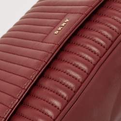 Pre Owned DKNY Burgundy Quilted Leather Gansevoort Flap Shoulder Bag