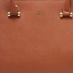 Pre Owned DKNY Brown Saffiano Leather Bryant Park Zip Tote
