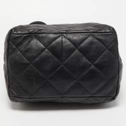 Pre Owned DKNY Black Quilted Leather Bucket Shoulder Bag