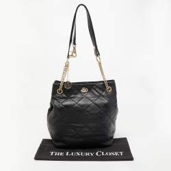 Pre Owned DKNY Black Quilted Leather Bucket Shoulder Bag