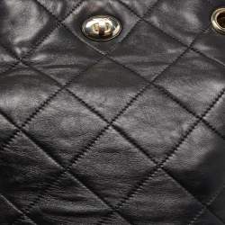 Pre Owned DKNY Black Quilted Leather Bucket Shoulder Bag