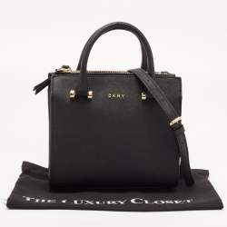 Pre Owned DKNY Black Saffiano Leather Double Zip Tote