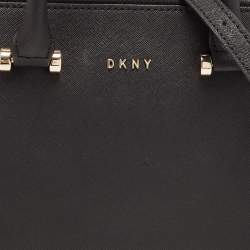 Pre Owned DKNY Black Saffiano Leather Double Zip Tote