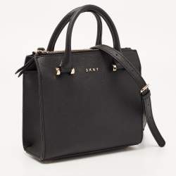 Pre Owned DKNY Black Saffiano Leather Double Zip Tote