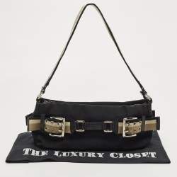 Pre Owned Dkny Black Canvas Buckle Embellished Shoulder Bag