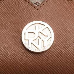 Pre Owned Dkny Off White Leather Flap Whipstitch Trim Tote