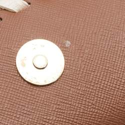 Pre Owned Dkny Off White Leather Flap Whipstitch Trim Tote