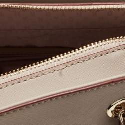 Pre Owned Dkny Light Beige Saffiano Leather Chain Tote