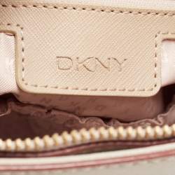 Pre Owned Dkny Light Beige Saffiano Leather Chain Tote