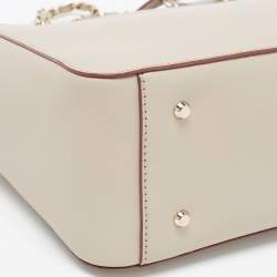 Pre Owned Dkny Light Beige Saffiano Leather Chain Tote