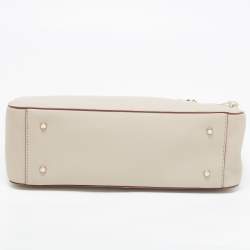 Pre Owned Dkny Light Beige Saffiano Leather Chain Tote