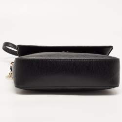 Pre Owned Dkny Black Leather Bryant Park Flap Crossbody Bag