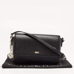 Pre Owned Dkny Black Leather Bryant Park Flap Crossbody Bag