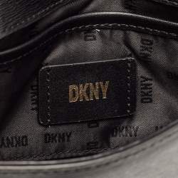 Pre Owned Dkny Black Leather Bryant Park Flap Crossbody Bag