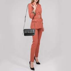 Pre Owned Dkny Black Leather Bryant Park Flap Crossbody Bag