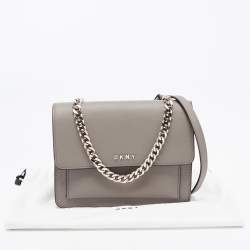 Pre Owned DKNY Beige Leather Flap Shoulder Bag