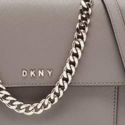 Pre Owned DKNY Beige Leather Flap Shoulder Bag