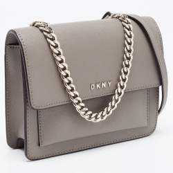 Pre Owned DKNY Beige Leather Flap Shoulder Bag