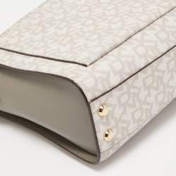 Pre Owned Dkny Grey/Beige Signature Coated Canvas and Leather Bryant Crossbody Bag