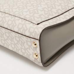 Pre Owned Dkny Grey/Beige Signature Coated Canvas and Leather Bryant Crossbody Bag