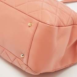 Pre Owned DKNY Rose Pink Quilted Leather Chain Tote
