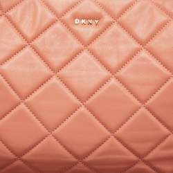 Pre Owned DKNY Rose Pink Quilted Leather Chain Tote