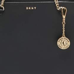 Pre Owned DKNY Black Leather Charm Chain Tote
