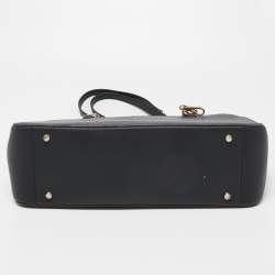 Pre Owned DKNY Black Leather Charm Chain Tote