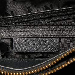 Pre Owned DKNY Black Leather Charm Chain Tote