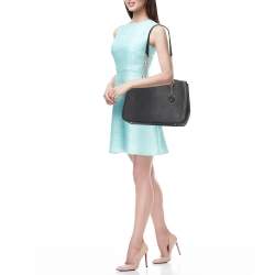 Pre Owned DKNY Black Leather Charm Chain Tote