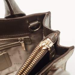 Pre Owned Dkny Brown/Beige Signature Coated Canvas and Leather Padlock Charm Tote