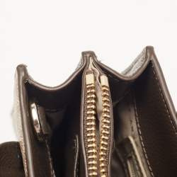 Pre Owned Dkny Brown/Beige Signature Coated Canvas and Leather Padlock Charm Tote