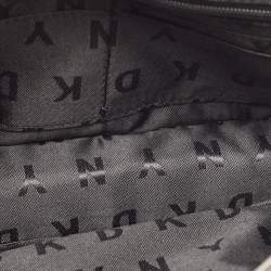 Pre Owned DKNY Grey Leather Pushlock Flap Shoulder Bag
