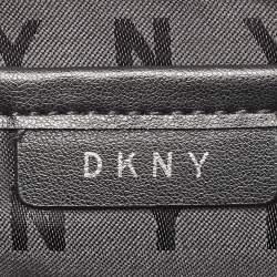 Pre Owned DKNY Grey Leather Pushlock Flap Shoulder Bag